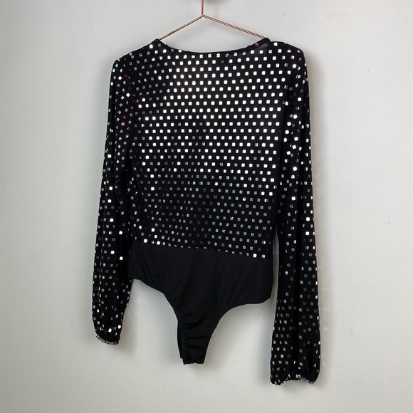 Sacred Hawk Silver Sequin Wrap Bodysuit - Picture 8 of 8